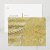 ゴールド シマー クリスタル ガラス グラム セーブ・ザ・デート 案内ポストカード (正面/裏面)