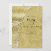 ゴールド シマー クリスタル ガラス グラム パーティー 招待状 (正面)