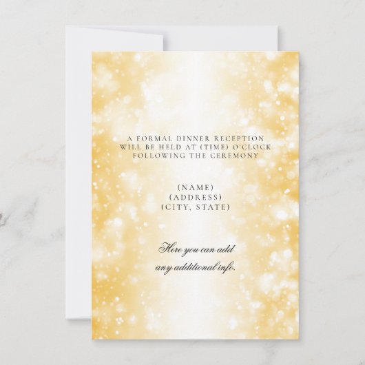 ゴールド シャンパーライトのみの結婚式披露宴 招待状 (正面)