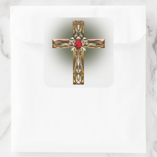 ゴールド＆シルバーのクロス スクエアシール (バッグ)