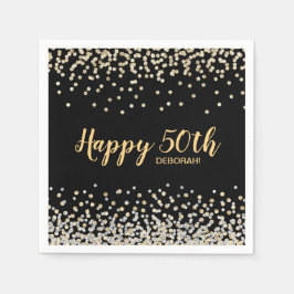 ゴールド シルバー コンフェッティ 50歳の誕生日パーティー スタンダードカクテルナプキン