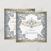 ゴールド シルバー ティール タイア キンセアニエラ 招待状 (正面/裏面)