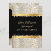ゴールド シルバー ブラックダイヤモンド 50周年記念 招待状 (正面/裏面)