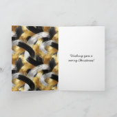 ゴールド シルバー ブラック ストライプのクリスマス セレブレーション カード (内部)