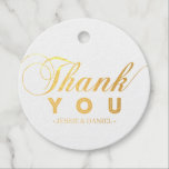 ゴールド | シンプル モダン タイポグラフィー ありがとうございます フェイバータグ<br><div class="desc">この豪華な本物の金箔の「ありがとう」ギフトタグは、スタイリッシュなタイポグラフィーとカスタムテキストテンプレートを備えています。 現代の パーティーの景品（結婚式、誕生日、ベビーシャワー、その他のイベント）に最適です。  matching party invitations とサプライは私のショップBaraBomDesignでご利用いただけます。</div>