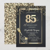 ゴールド シークインズ、ワインボトル グレー 85周年 招待状 (正面/裏面)