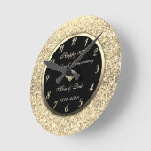 ゴールド シークイン ダイヤモンド 50周年 結婚記念日 ラウンド壁時計 (傾斜)