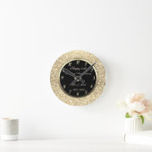 ゴールド シークイン ダイヤモンド 50周年 結婚記念日 ラウンド壁時計 (ホーム)