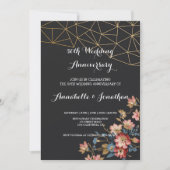 ゴールド ジオメトリック ウェディング アニバーサリー 招待状 (正面)