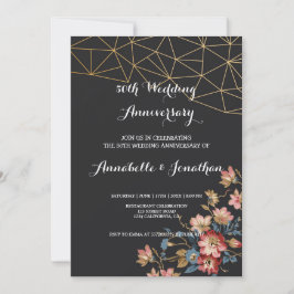 ゴールド ジオメトリック ウェディング アニバーサリー 招待状