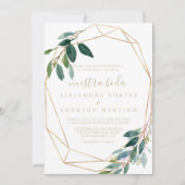 ゴールド ジオメトリック シック ユーカリ ヌエストラ ボダ 招待状 (正面)