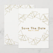 ゴールド ジオメトリック トライ angles グラム モダン セーブ ザ デート 案内ポストカード (正面/裏面)