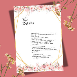 ゴールド ジオメトリック フラワー ブラッシュ ピンク フラワ エンクロージャーカード