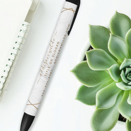 ゴールド ジオメトリック ホワイト マーブル アブストラクト ビジネス 黒ボールペン