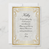 ゴールド ジオメトリック ホワイト マーブル ウェディング ブライズメイド 招待状 (正面)