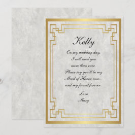 ゴールド ジオメトリック ホワイト マーブル ウェディング ブライズメイド 招待状