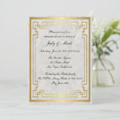 ゴールド ジオメトリック マーブル 結婚式 リハーサル ディナー 招待状 (スタンド正面)
