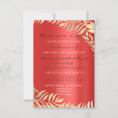 ゴールド ジャングル レッド ルビー ゴールド エレガント ウェディング バースデー 招待状 (正面)
