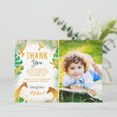 ゴールド ジャングル 動物 フォト バースデー サンクス カード (スタンド正面)