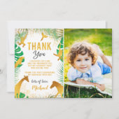 ゴールド ジャングル 動物 フォト 誕生日 サンクス カード (正面)