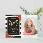 ゴールド ジョワイユ ノエル メリークリスマス フラワーフォト シーズンカード (スタンド正面)