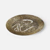 ゴールド スカル スカル ヴィンテージ トレジャー コイン ペーパープレート (アングル)