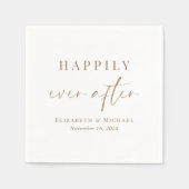 ゴールド・スクリプト・ウェディングの後ずっとシックで幸せに スタンダードカクテルナプキン (正面)