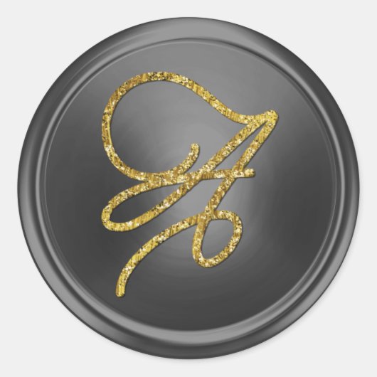 ゴールド スクリプト モノグラム ダークグレー ALL INITIALS ラウンドシール (正面)