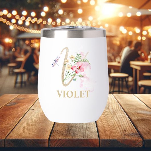 ゴールド スクリプト レター V モノグラム パーソナライズド ネーム