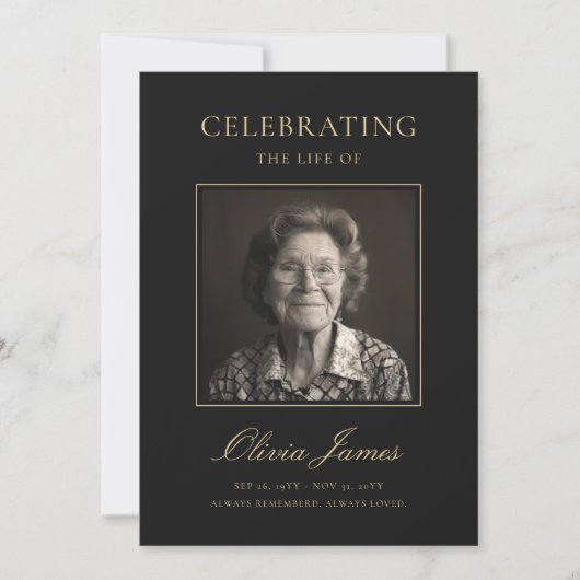 ゴールド・スクリプト 写真 追悼式プログラム カード (正面)