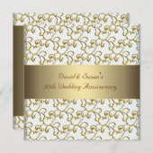 ゴールド スワールズ ゴールド 50周年 結婚記念日 パーティー 招待状 (正面/裏面)