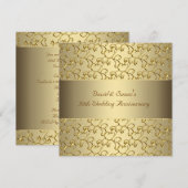 ゴールド スワール ゴールド 結婚50周年パーティー 招待状 (正面/裏面)