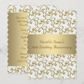 ゴールド スワール ゴールド 結婚50周年パーティー 招待状 (正面/裏面)