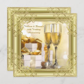 ゴールド スワール 50周年 結婚記念日 パーティー 招待状 (正面/裏面)