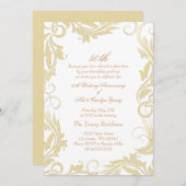 ゴールド スワール 50周年 結婚記念日 招待状 (正面/裏面)