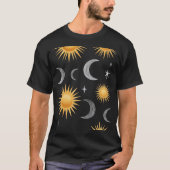 ゴールド セレスチャル サン ムーン クラスター Tシャツ | Boho Mys (正面)