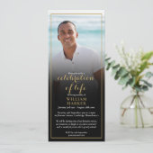 ゴールド セレブレーション オブ ライフ フォト 葬儀 招待状 (スタンド正面)