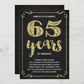 ゴールド タイポグラフィー | フェイク フォイル 65周年 招待状 (正面/裏面)