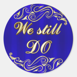 ゴールド タイポグラフィー ブルー アニバーサリー ラウンドシール