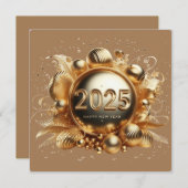 ゴールド タイポグラフィー 2025年 おめでとうございます フラット シーズンカード (正面/裏面)