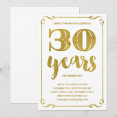 ゴールド タイポグラフィー 30歳の誕生日パーティー 招待状 (正面/裏面)