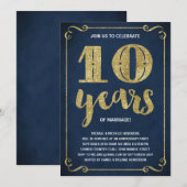 ゴールド タイポグラフィ | フェイク フォイル 10周年 招待状 (正面/裏面)