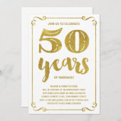 ゴールド タイポグラフィ | フェイク フォイル 50周年 招待状 (正面/裏面)