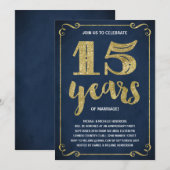 ゴールド タイポグラフィ | 偽のホイル 15周年 招待状 (正面/裏面)