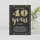 ゴールド・タイポグラフィ|偽箔 40周年記念 招待状 (スタンド正面)