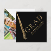 ゴールド タッセル 卒業 キャップ 卒業式 カスタム フォト 招待状 (正面/裏面)