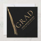 ゴールド タッセル 卒業 キャップ 卒業式 カスタム フォト 招待状 (正面)