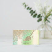 ゴールド ダイヤモンド ほうき メイド 清掃 ハウス グリーン 名刺 (スタンド正面)