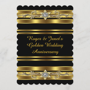 ゴールド ダイヤモンド エレガントな50周年結婚記念日 招待状