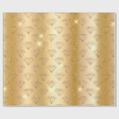 ゴールド ダイヤモンド エレガント スパークル ウェディングエンゲージメント ラッピングペーパー (フラット)